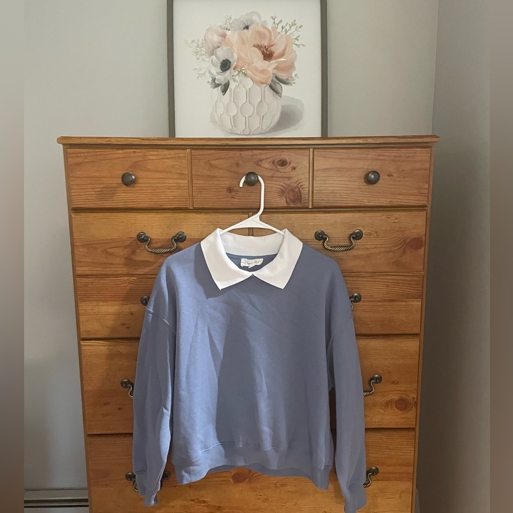 Hippie Rose Navy and White Collared Top